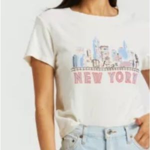 Re/Done XS 100% vintage white cotton tee shirt NEW YORK SKYLINE design NWT